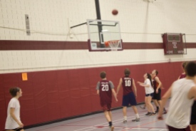 Blacksburg, Va., Feb. 23 - CoRec Competition: The great thing about intramurals at Virginia Tech is that regardless of gender and ability, you get the opportunity to play as male and female players join forces as teammates. Photo: Johnny Kraft