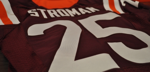 Blacksburg, Va., Nov. 9—Best So Far. Cornerback/punt returner Greg Stroman had the greatest game under the new Beamer Jersey Tradition. Rocking the No. 25, Stroman returned an 87-yard punt for a touchdown and totaled 155 All-Purpose yards against North Carolina on October 8, 2016. Photo: Drew Davis.
